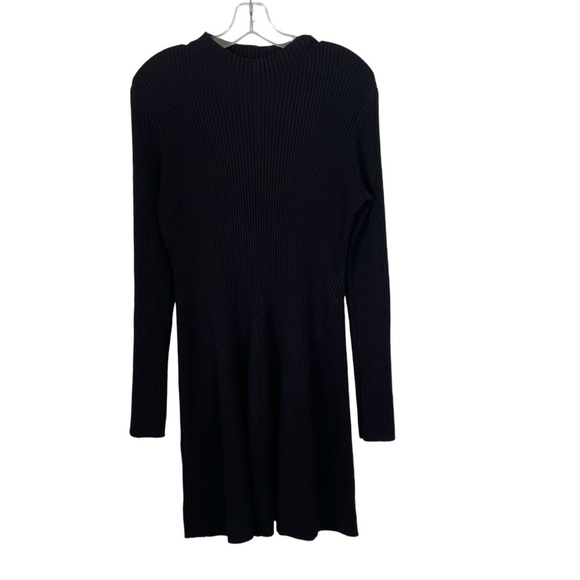 Theory Moving Rib Dress Empire Merino Wool Black Large - Picture 10 of 11